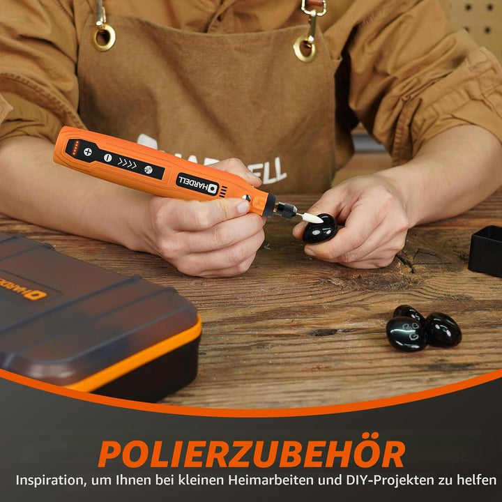 HARDELL Mini Akku Rotationswerkzeug mit LED, 5 Geschwindigkeiten (5000-18000 U/min), 3,7V Multifunkt
