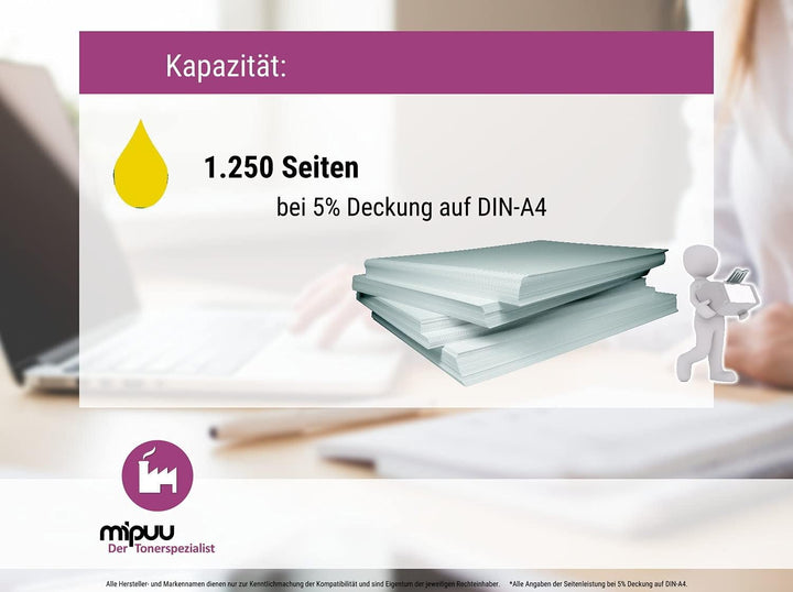 Mipuu Toner kompatibel mit HP W2212A 207A Yellow (mit Chip) für Color Laserjet Pro M255 M255DW M255N