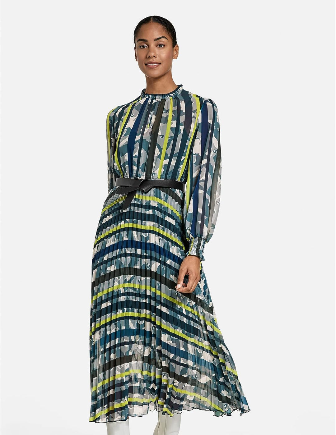 Taifun Damen Gewebe Kleid 42 Dark Lake Gemustert, 42 Dark Lake Gemustert