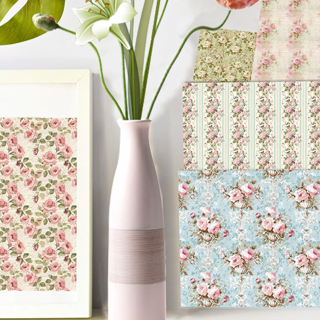 Scrapbook Papier Rosa Scrapbook Bastelpapier mit Blumen Muster, 24 Blatt Doppelseitiges Scrapbooking