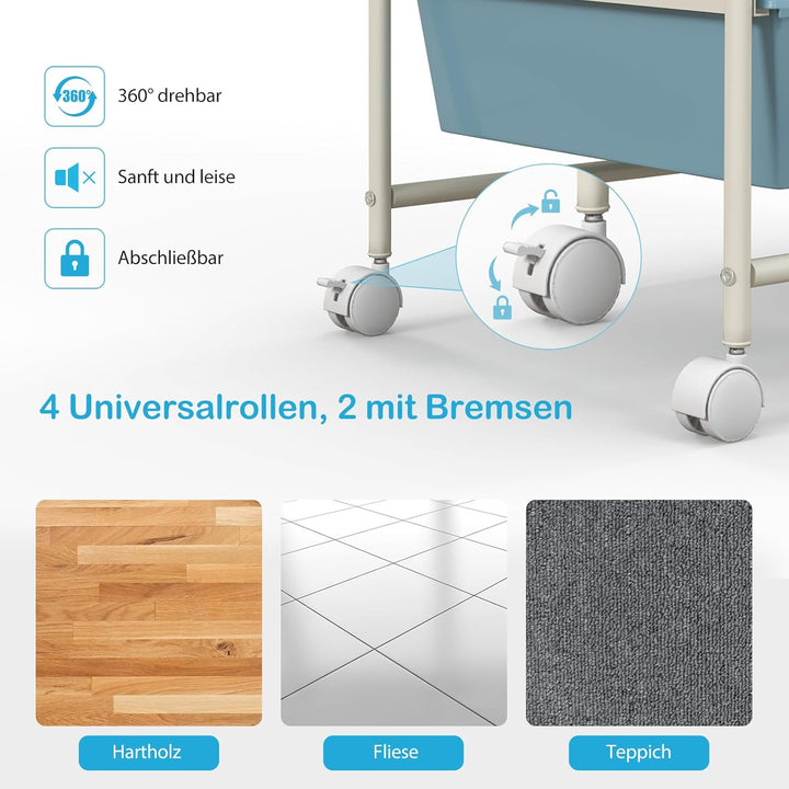 COSTWAY Rollwagen mit 15 stapelbaren Schubladen, Schubladenwagen Rollcontainer mit Metallgestell und
