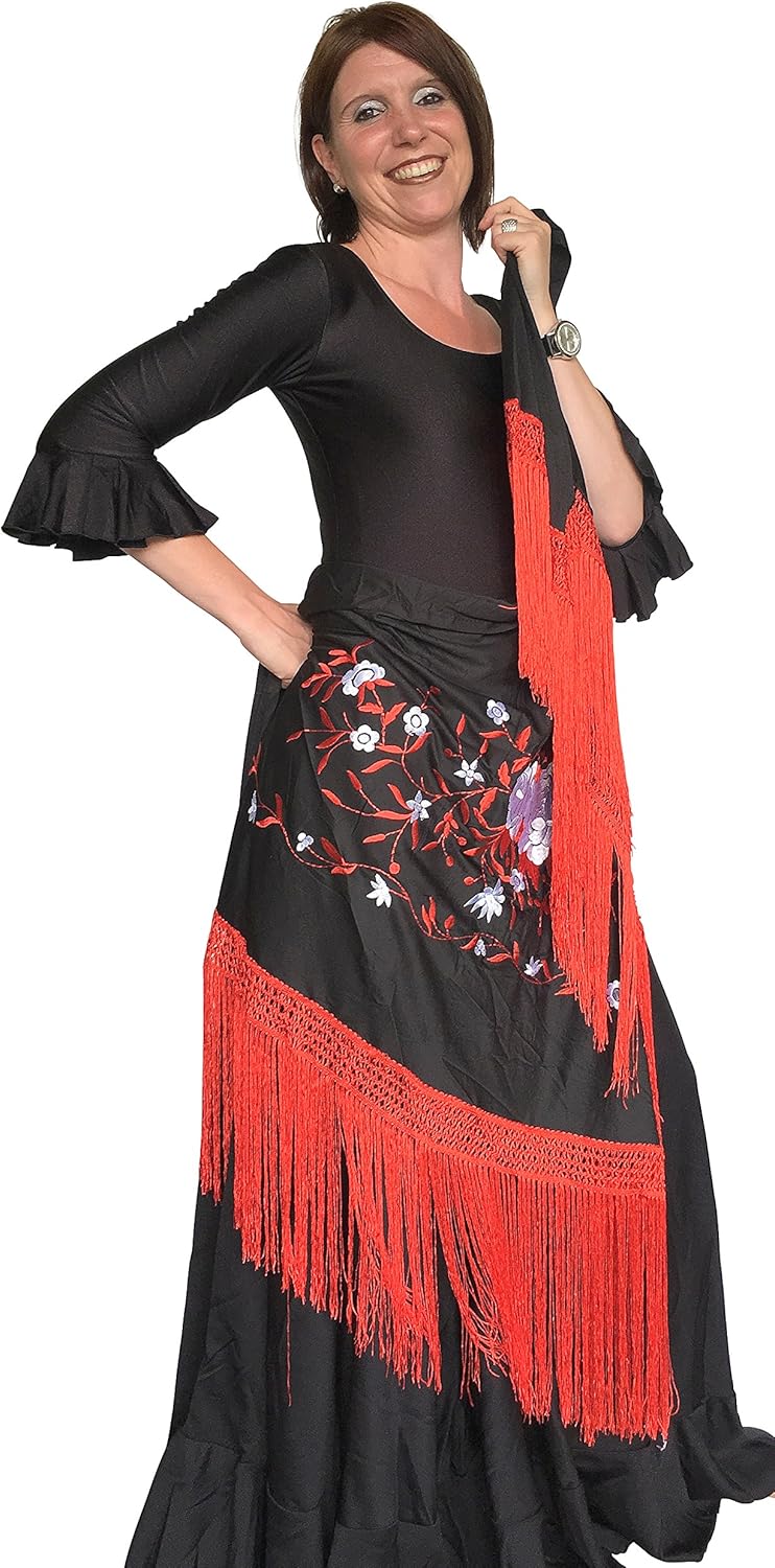 La Senorita Spanischer Manton Tuch Schal bestickt. Flamenco-Tücher für das Fair-, Sevillana- oder Fl