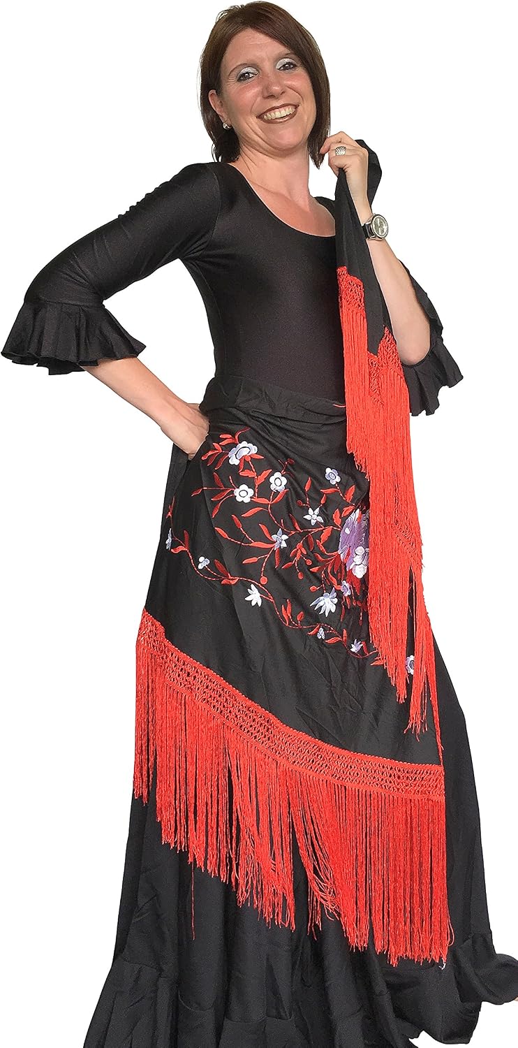 La Senorita Spanischer Manton Tuch Schal bestickt. Flamenco-Tücher für das Fair-, Sevillana- oder Fl