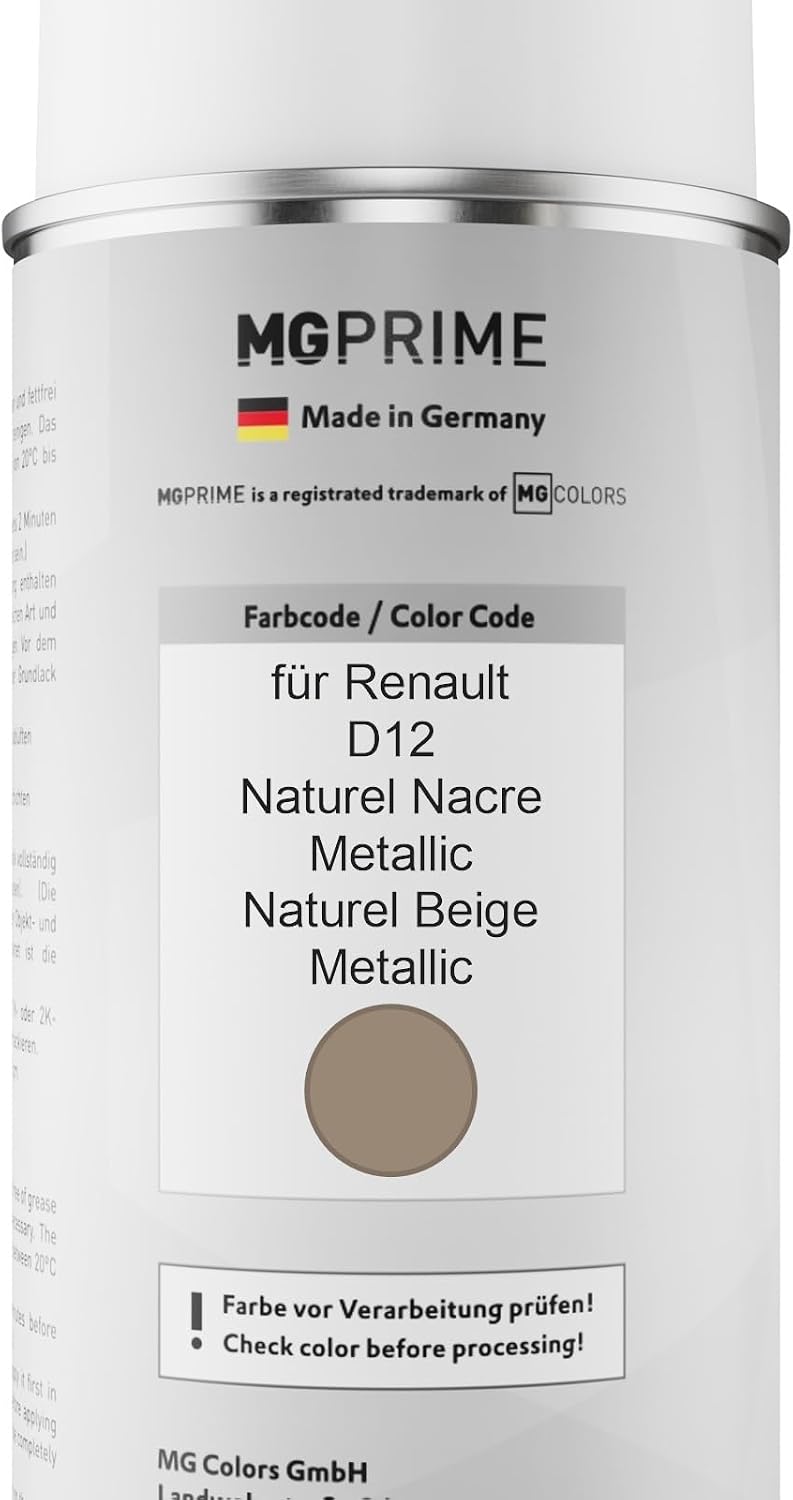 MG PRIME Autolack Sprühdosen Set für Renault D12 Naturel Nacre Metallic/Naturel Beige Metallic Basis