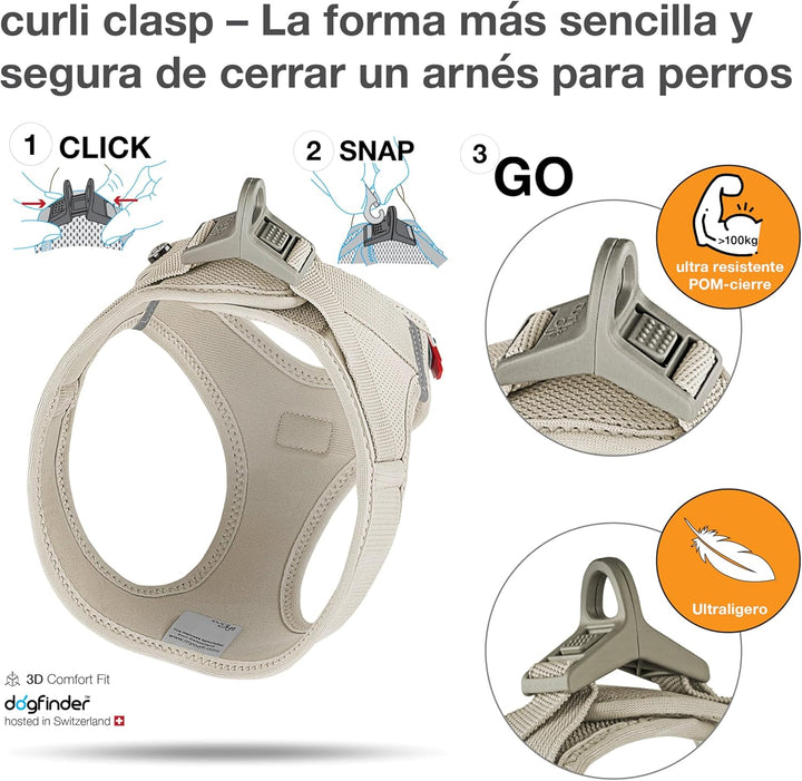 Vest Harness curli Clasp Air-Mesh Light-Tan S Beige (Light Tan) S Einfarbig, Beige (Light Tan) S Ein