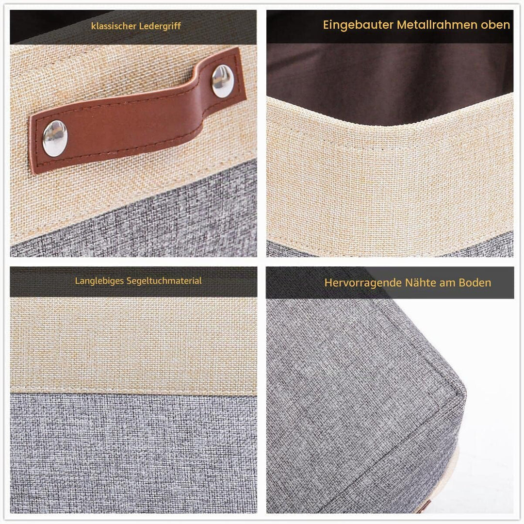 Mangata Faltbare Aufbewahrungskörbe mit Ledergriff,[4 Pack] Verdicktes Canvas-Stoff Aufbewahrungsbox