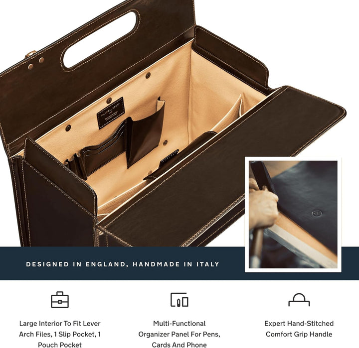 Maxwell Scott Handgefertigter Luxus Leder Pilotenkoffer mit Rollen VareseW in Dunkelbraun, Dunkelbra