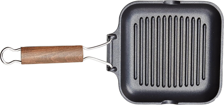 Harbenware Home Delizia Grillpfanne Antihaft mit biegsamen Griff, Aluminium, Schwarz, 20x20 cm
