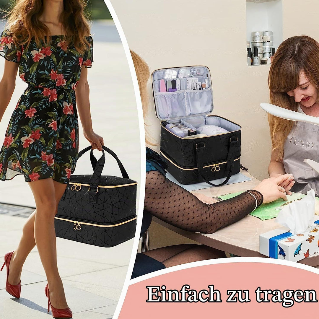 Uross Nagellack Organizer für 42 Nagellackflaschen und 1 LED-Nagellampe, Nagellack Aufbewahrung Tasc