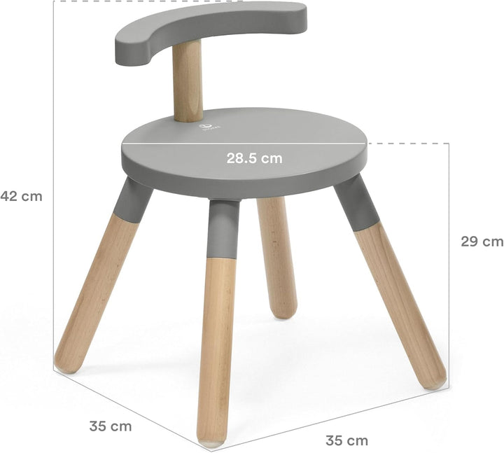 Stokke MuTable Stuhl, Storm Grey - 2023 Neugestaltung - Anpassbare Sitzhöhe & entfernbare Rückenlehn