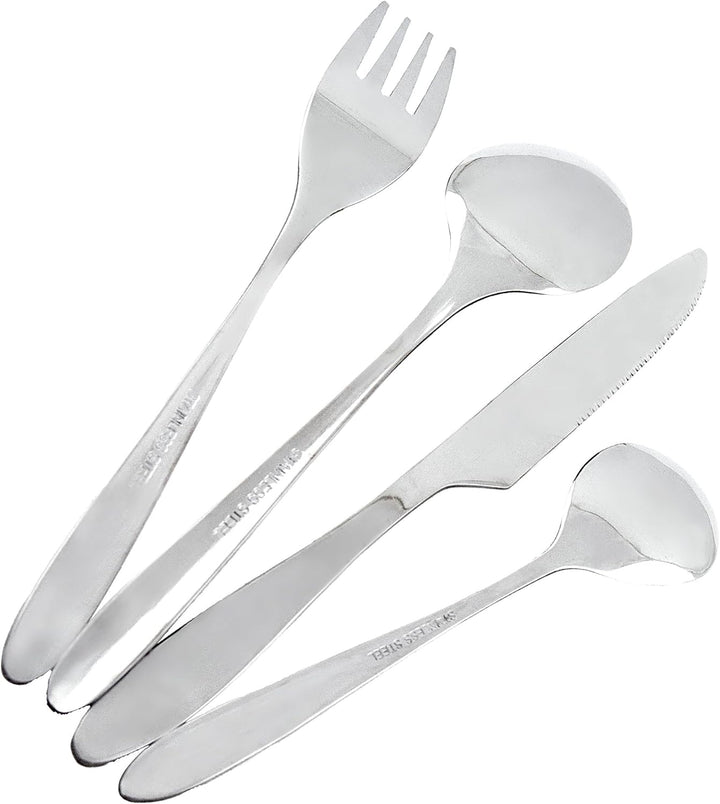 Black Snake® Camping Set - Flacher Edelstahl Teller mit Lunch-Besteck und Neopren-Etui - Robustes Ou