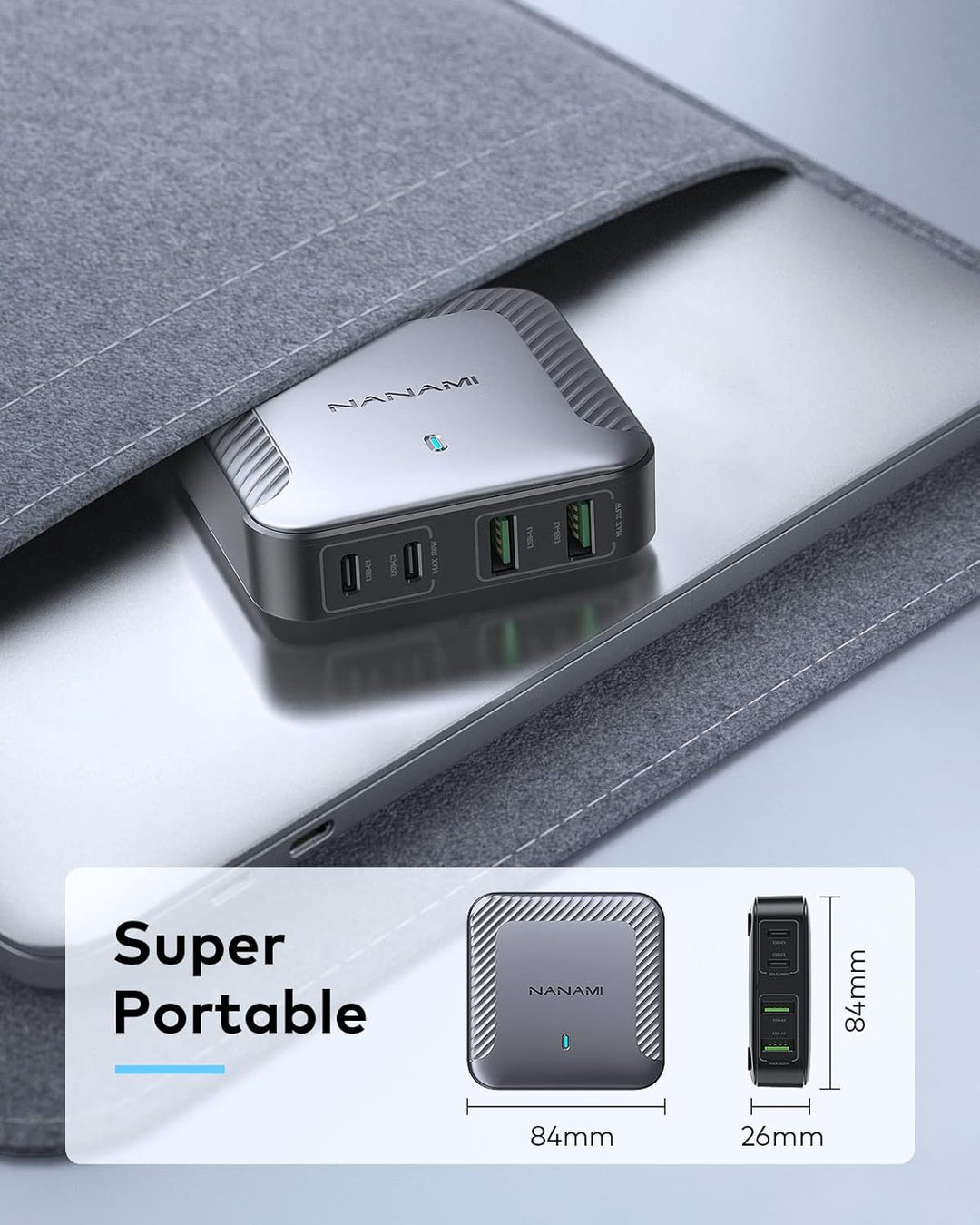 NANAMI 100W USB C Ladegerät Mehrfach - 4-Port Desktop Charger GaN USB C Netzteil PD Ladegerät mit PP