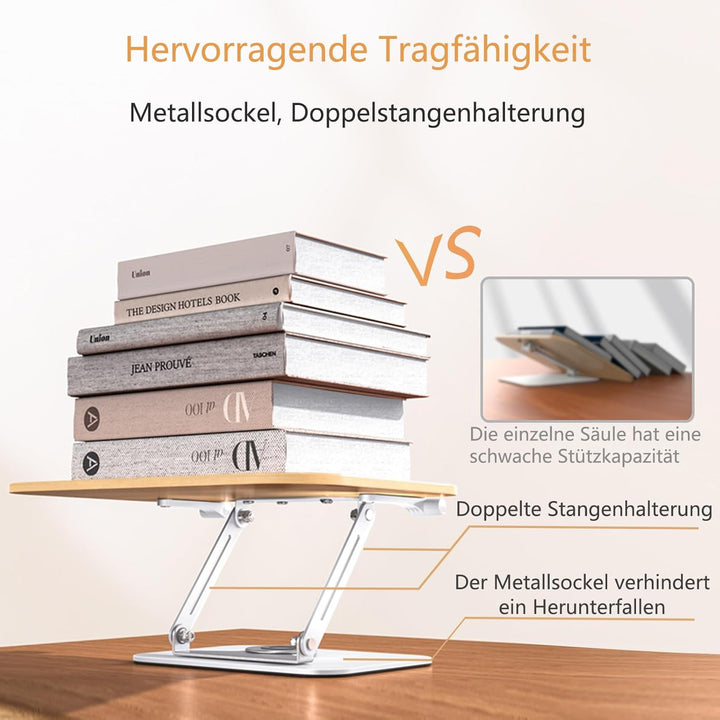 POLESTO Buchständer zum Lesen, Verstellbarer Buchhalter mit 360° Drehfuss, Faltbarer Kochbuchständer