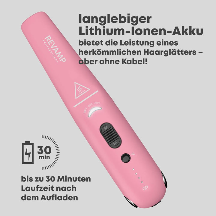 REVAMP Liberate Haarglätter Kabellos Keramik - Kompakt, Rosa Rose, Rose