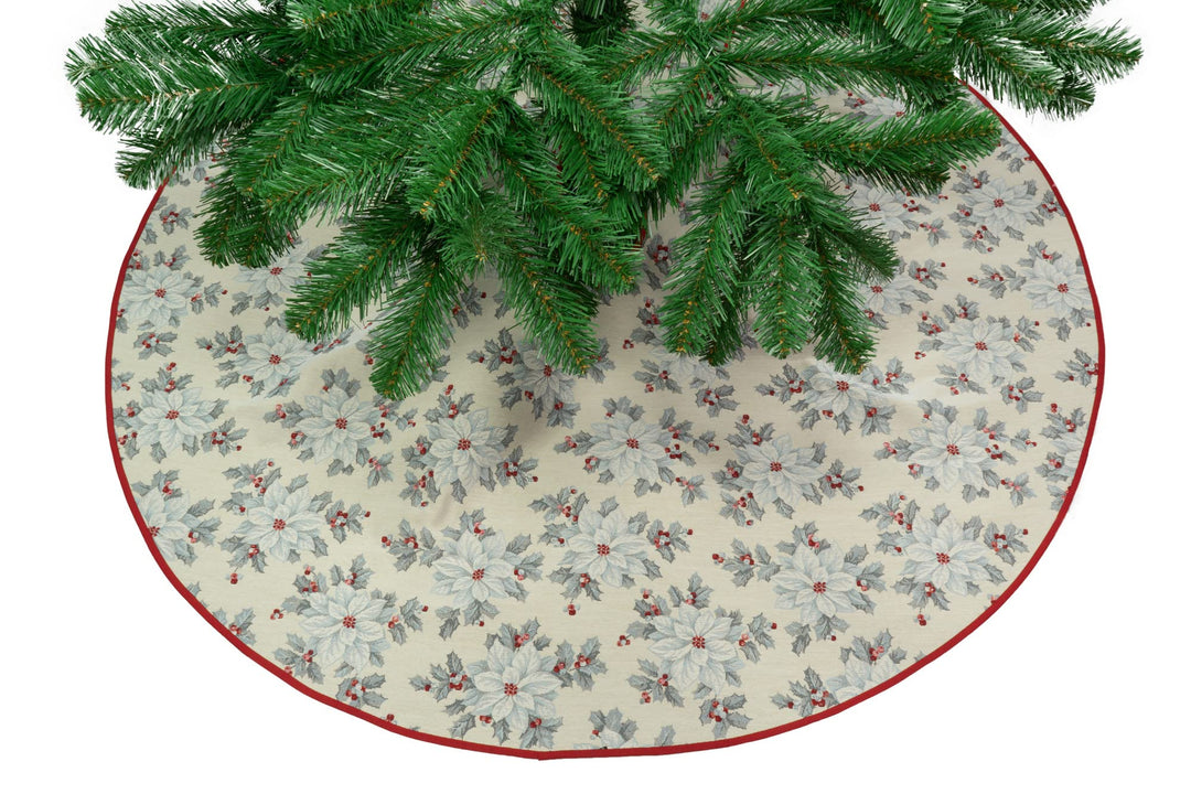 Sandner Baumdecke Gobelin Rund Weihnachten Christsterne Grau Christbaumdecke Weihnachtsbaumdecke (13
