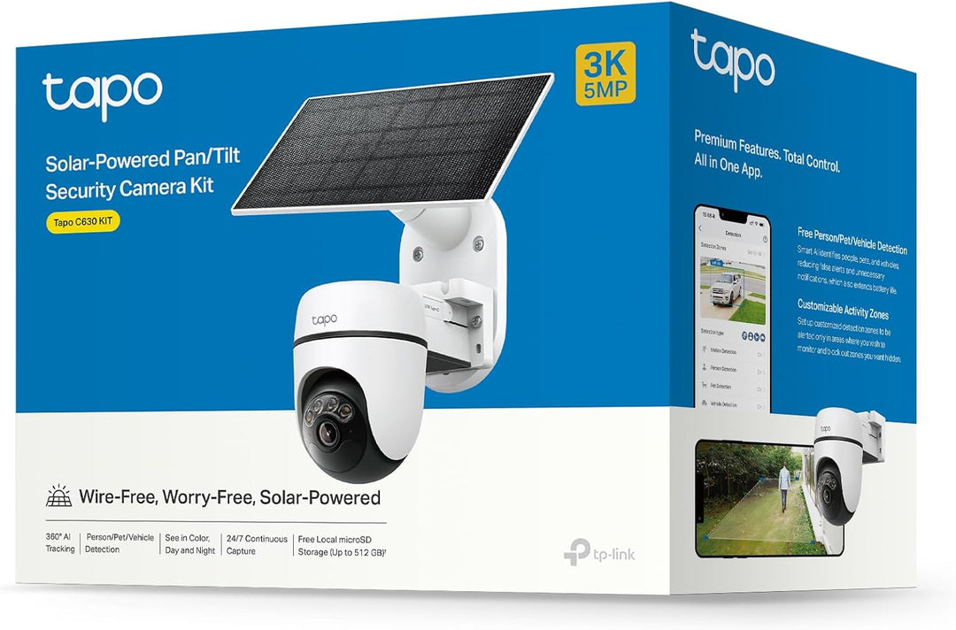 Tapo C630 KIT 360° Solar Überwachungskamera Aussen mit Akku | 3K 5MP | Gratis KI-Erkennung | Farb- &