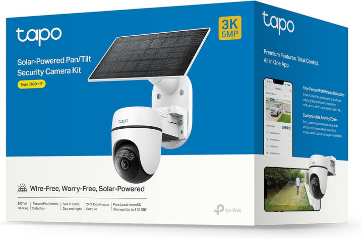 Tapo C630 KIT 360° Solar Überwachungskamera Aussen mit Akku | 3K 5MP | Gratis KI-Erkennung | Farb- &