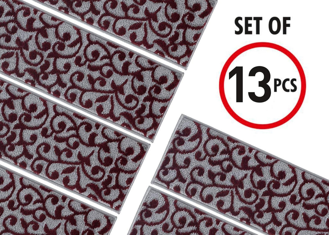 Sussexhome Leaves-Collection-Variation Modern Stair Treads 13-Pack rot Stair Treads 13-Pack Blätter