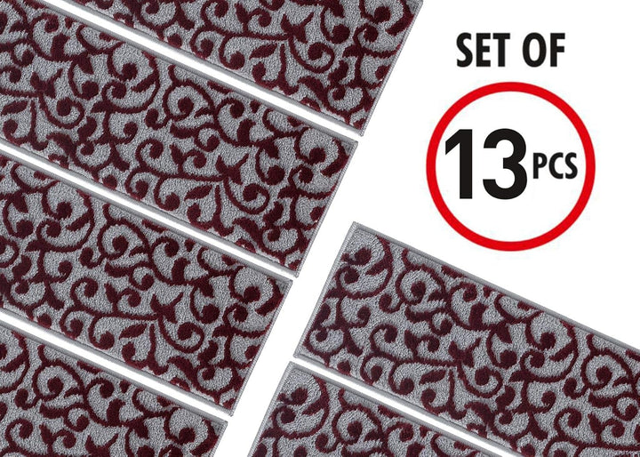 Sussexhome Leaves-Collection-Variation Modern Stair Treads 13-Pack rot Stair Treads 13-Pack Blätter
