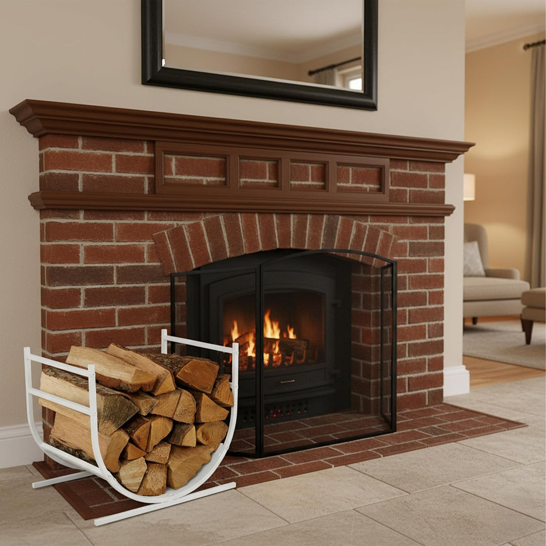 Relaxdays Kaminholzregal U-Form, Metall, HBT: 40x46x38 cm, Brennholzregal für Feuerholz, Stapelholz,