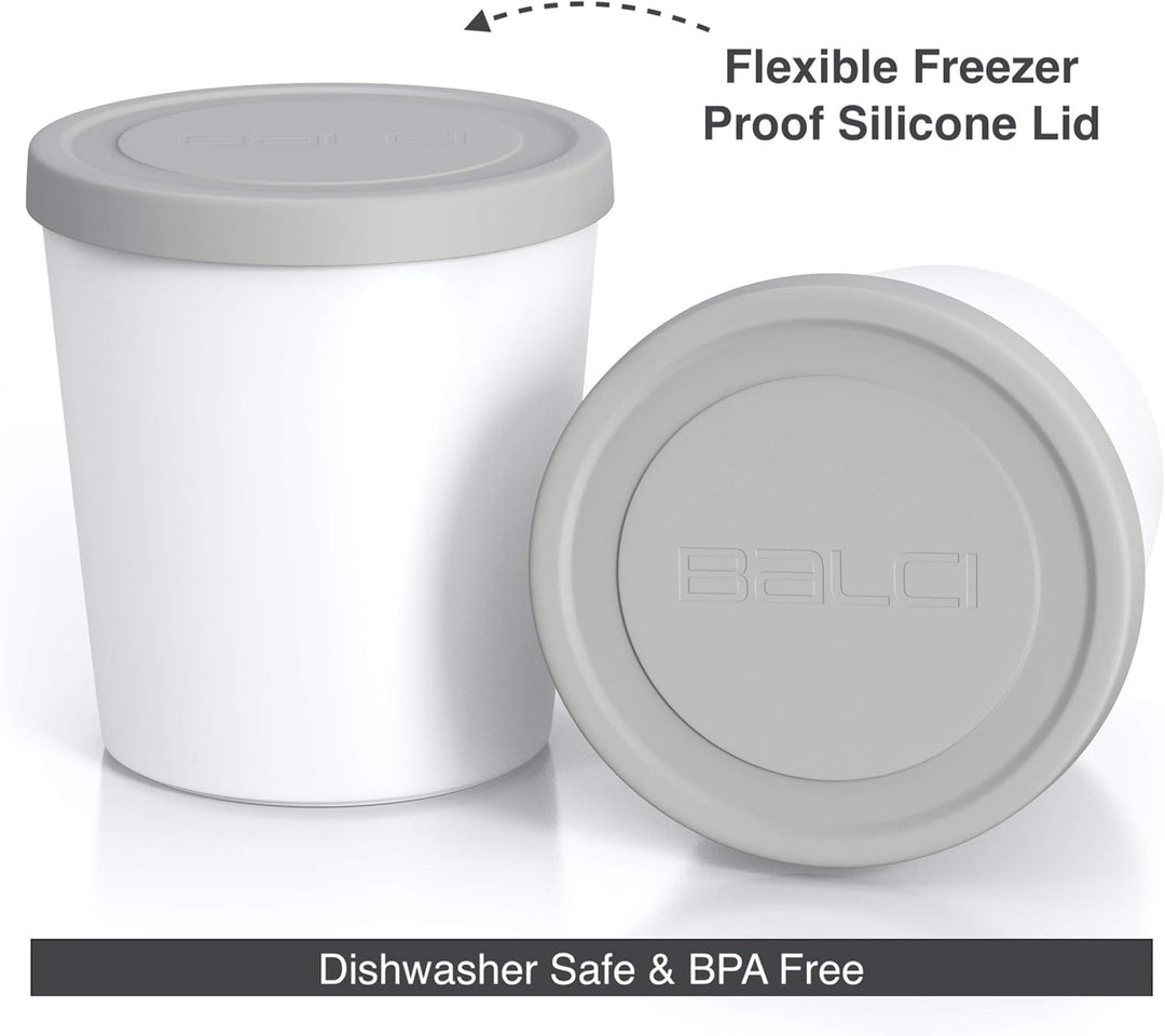 BALCI Hochwertige Eiscreme-Behälter (2 Stück, je 1 Quart), perfekte Gefrierschrank-Aufbewahrungsbehä