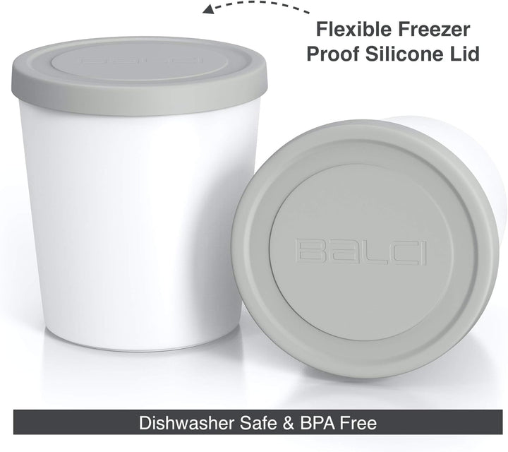BALCI Hochwertige Eiscreme-Behälter (2 Stück, je 1 Quart), perfekte Gefrierschrank-Aufbewahrungsbehä