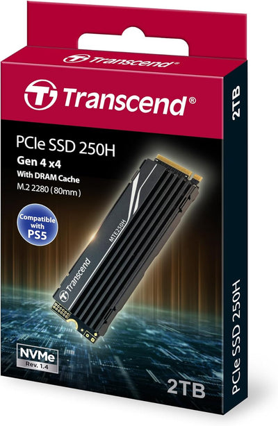 Transcend MTE250H - SSD - 1 TB - intern - M.2 2280 - PCIe 4.0 x4 (NVMe) - integrierter Kühlkörper 1T