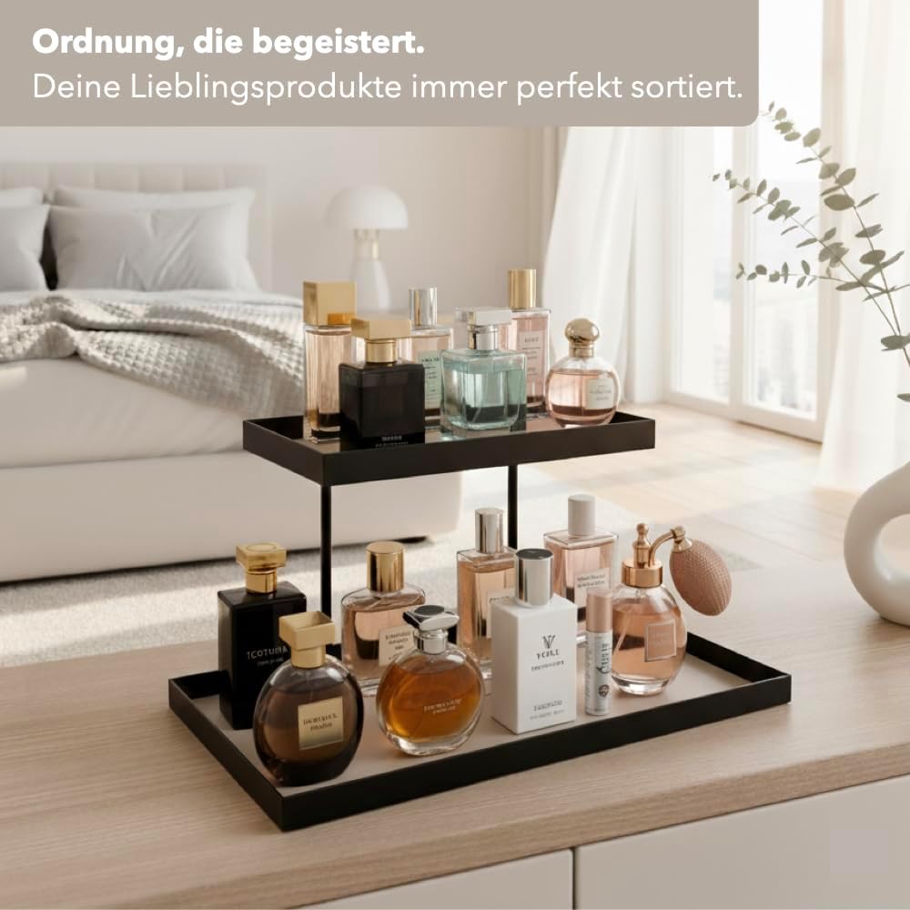 Moderner Parfüm Organizer aus Metall – Montagefreier Parfüm Ständer mit zwei Ebenen, stilvolles Parf