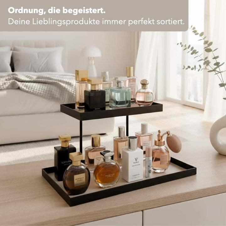 Moderner Parfüm Organizer aus Metall – Montagefreier Parfüm Ständer mit zwei Ebenen, stilvolles Parf