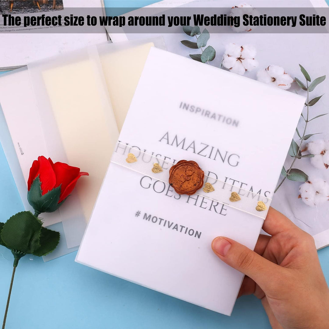 75 Stück Vorgefaltet Pergamenthüllen für Einladungen, 13x18cm Pergamentpapier für Hochzeitseinladung