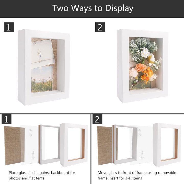 GraduatePro 3D bilderrahmen 15x20 zum befüllen schaukasten Wand für Weiss Objektrahmen Hochzeit Box