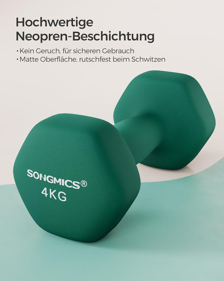 SONGMICS Hanteln, 2er Set, Hantelset, Kurzhanteln, Hexagon, Neopren-Beschichtung, Krafttraining, Wor