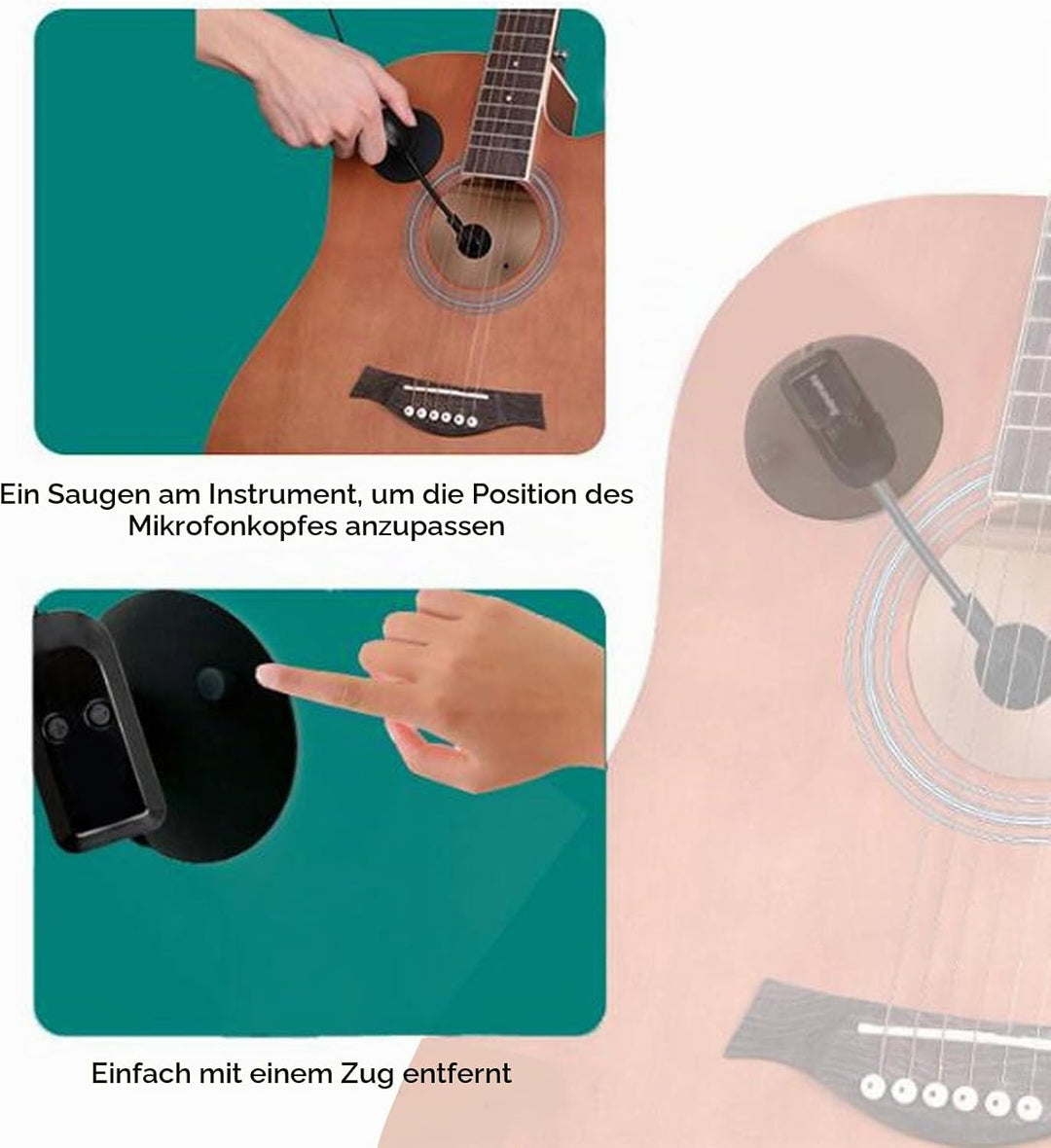 Kabelloses Flötenmikrofon, 360° Drehbarer Tonabnehmer für Saxophon, Gitarre, Violinaufführungen, Akk