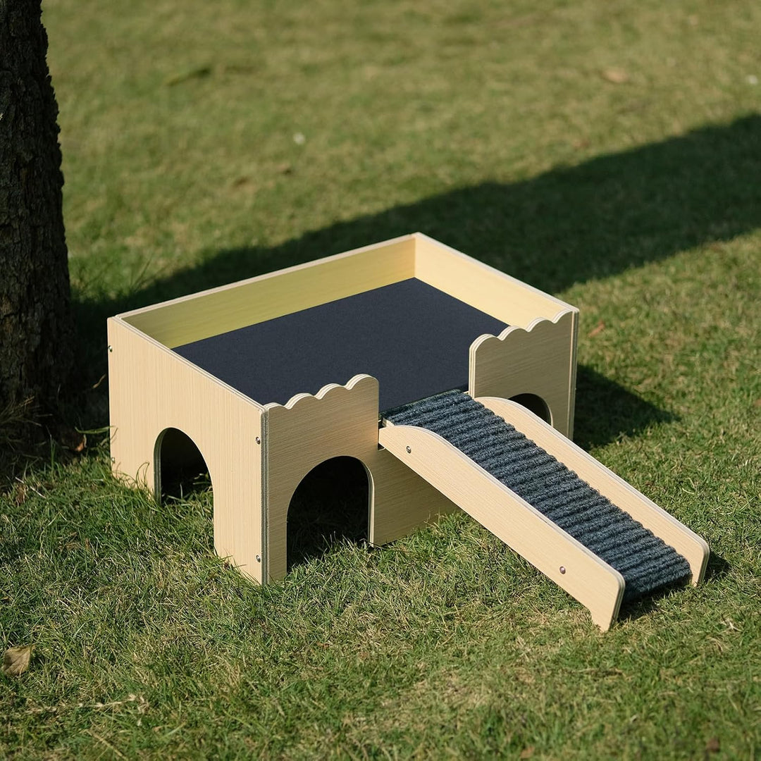 Mehrstöckiges Meerschweinchen Versteck mit Treppe und Matten – Extra Gross Meerschweinchen Schloss A