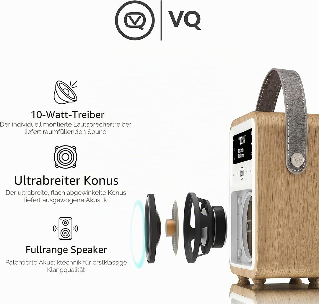 VQ VQ-MONTY-OK Monty Radio w/Bluetooth Eiche Wooden Eiche, Wooden Eiche