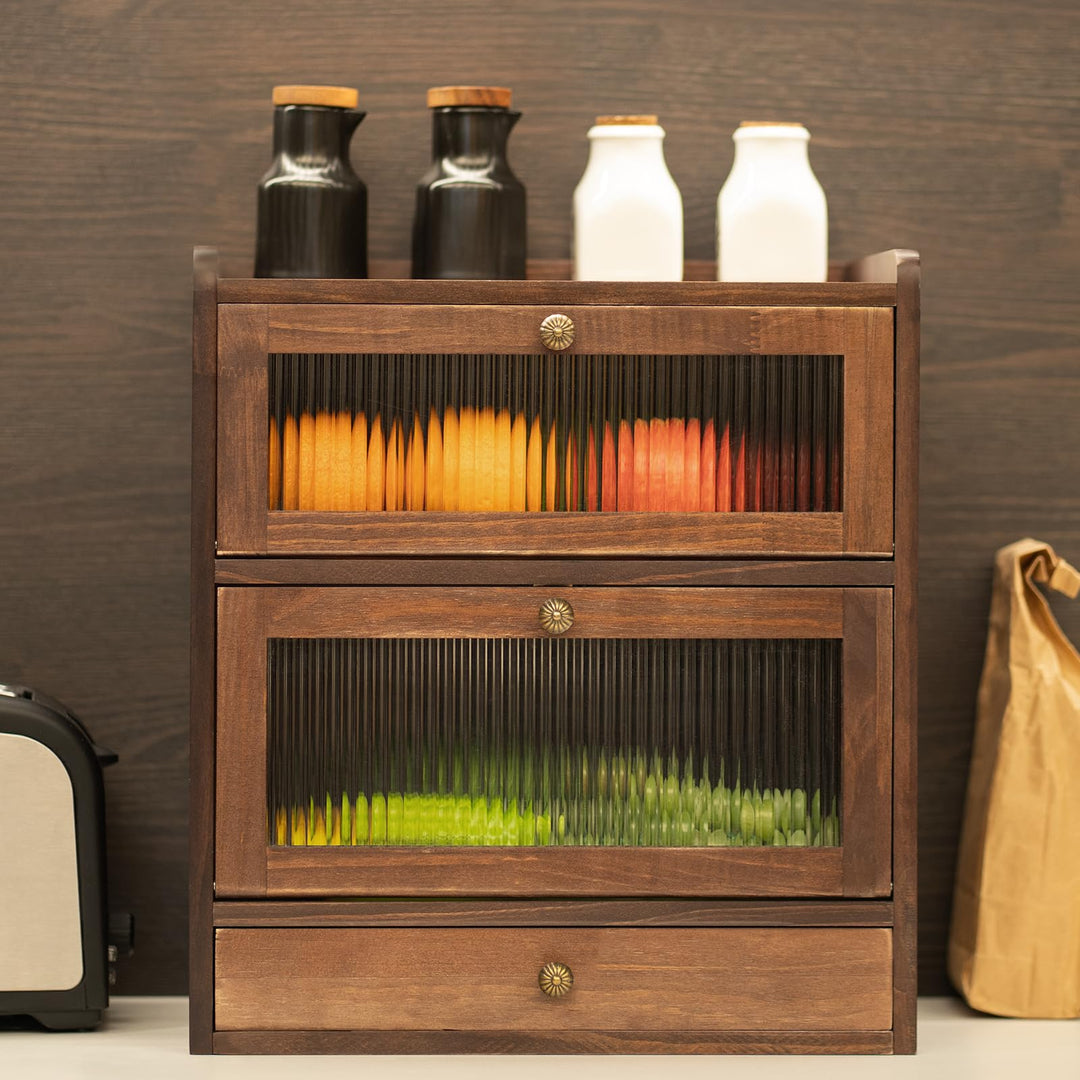 Kiefernholz Brotkasten mit 50 Deli-Papier, Holz Brotkästen mit Belüftung, Vintage Braun Brotbehälter