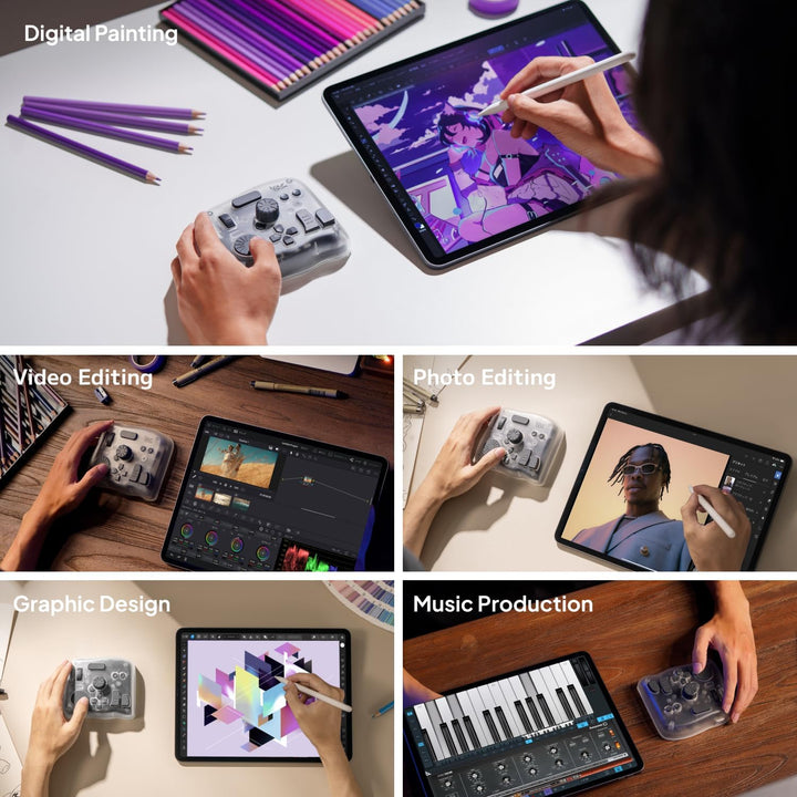 TourBox Elite Plus, iPad-Zeichnen, Bluetooth-Controller für Video- und Foto- Bearbeitung, iPad/Mac/W