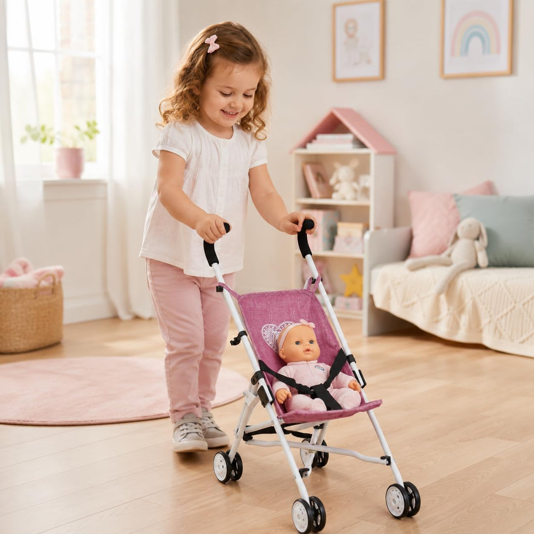 Puppenbuggy Roma, Puppenwagen, Mini-Buggy, Jeans Pink