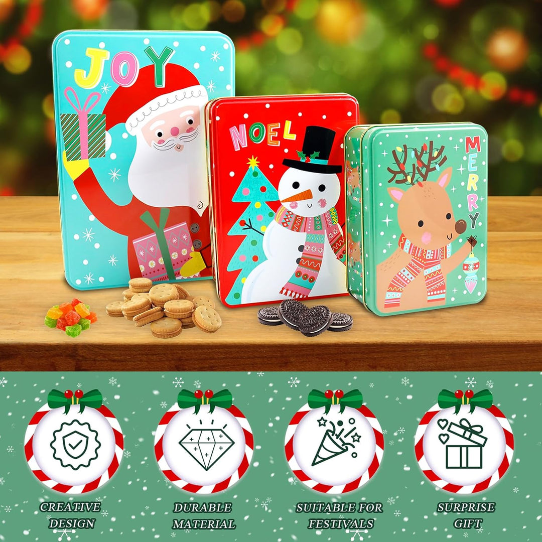 3er Set Keksdosen für Weihnachten,Keksdosen Set, Plätzchendose Metall,Dreistöckige Gebäckdosen,Vorra