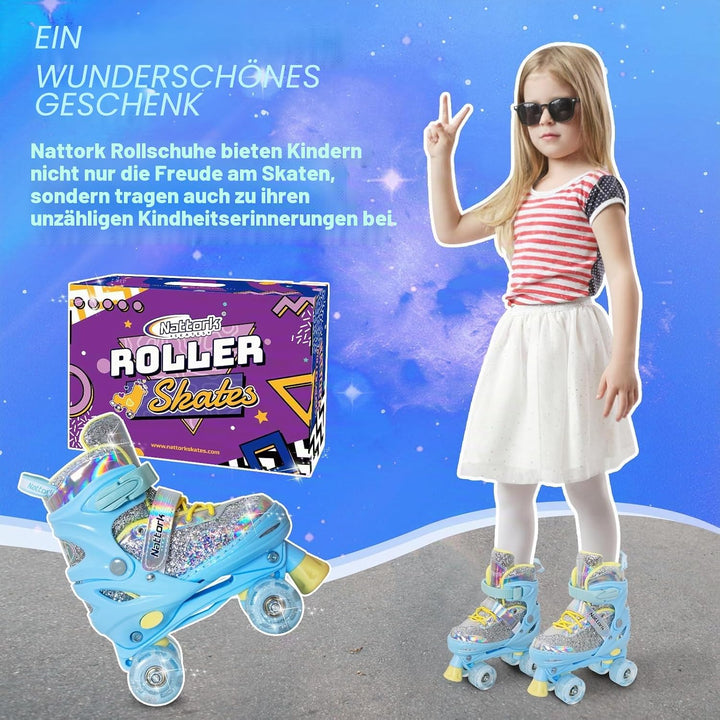 Nattork Kinder Rollschuhe, Rollschuhe Verstellbar mit 4 Grössen Einstellbare, Rollschuhe für Mädchen