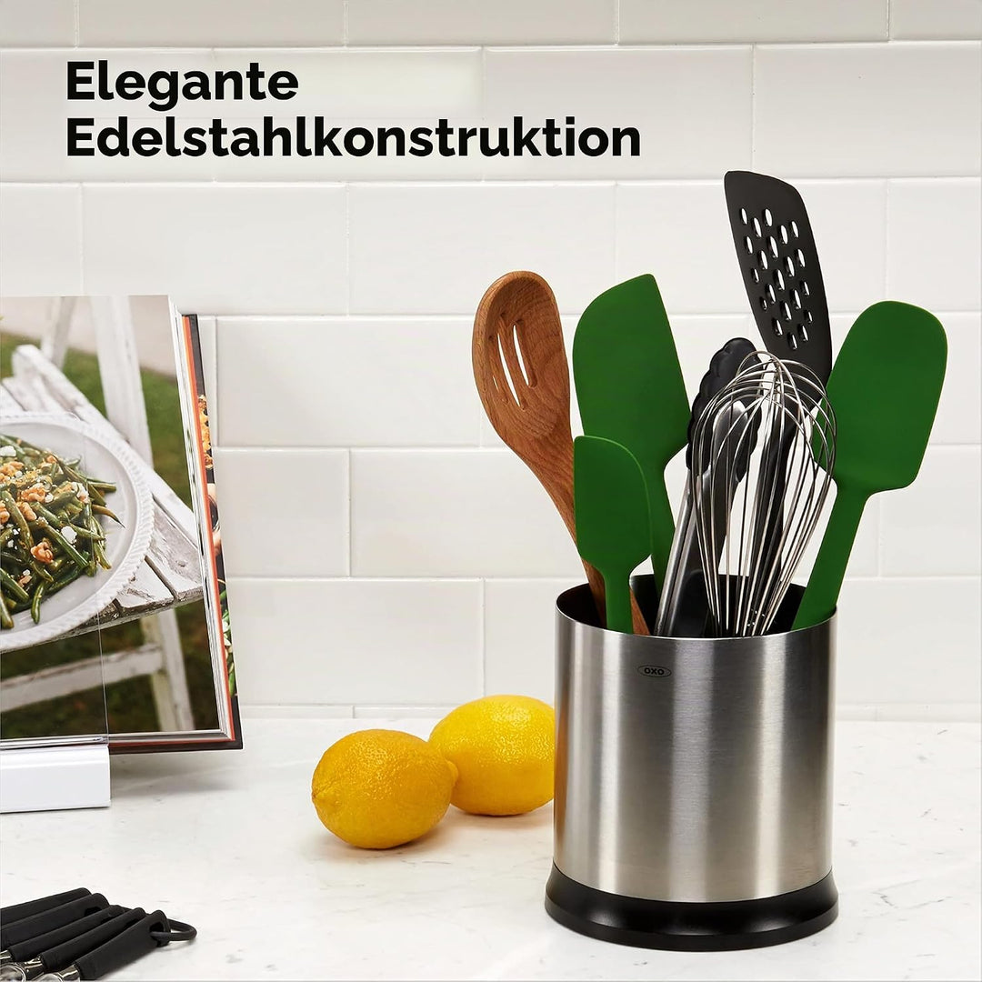 OXO Good Grips Rotierender Utensilienhalter, Edelstahl rund, drehbar, rund, drehbar