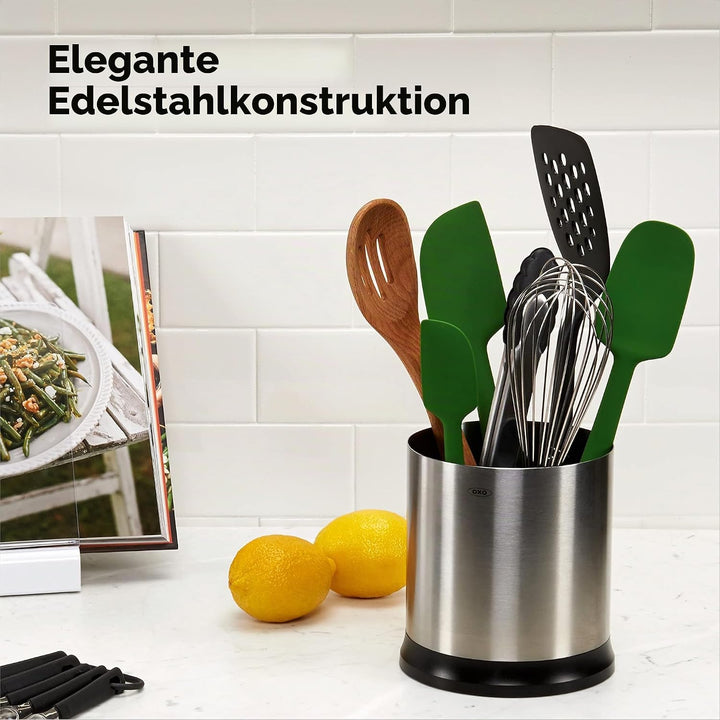 OXO Good Grips Rotierender Utensilienhalter, Edelstahl rund, drehbar, rund, drehbar