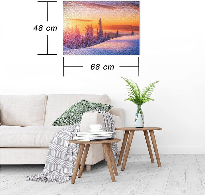 Ulmer Puzzleschmiede - Puzzle „Die Ferne erwacht“ - Klassisches 1000 Teile Puzzle – einsame winterli