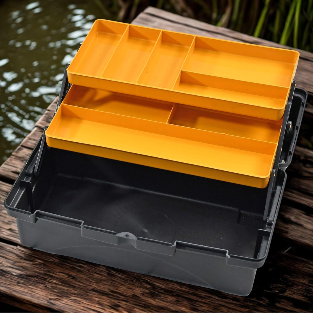 Werkzeugkoffer - Angelkoffer leer 17" – Faltbar & klappbar 2 Ebenen – Organizer & Sortierbox für Kle