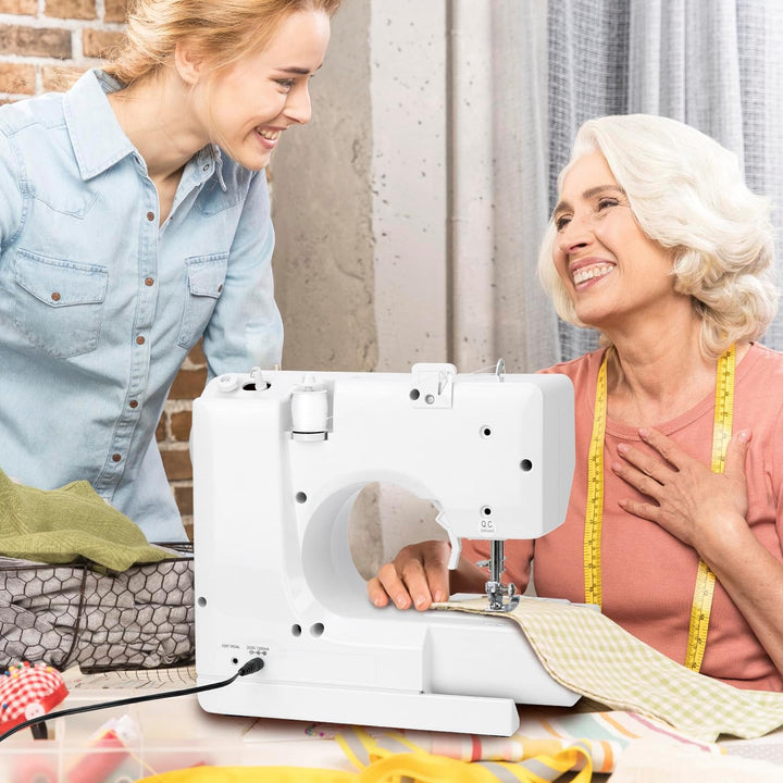 QWORK® Nähmaschine für Anfänger - 12 Stiche - Doppelte Geschwindigkeit - Freiarm zum Nähen von Ärmel