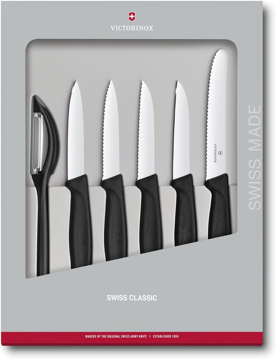 Victorinox, Swiss Classic Gemüsemesser-Set, 6-teilig, Extra Scharfe Klinge, Robuster Kunststoffgriff
