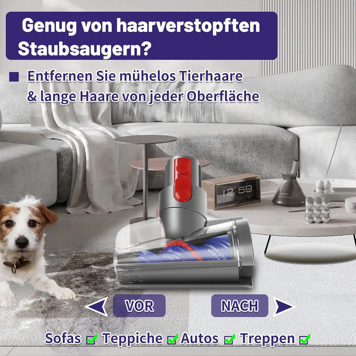 Upgrade Mini Elektrobürste für Dyson V7 V8 V10 V11 V15, Anti-Tangle Turbinendüse Aufsatz, Tierhaarbü