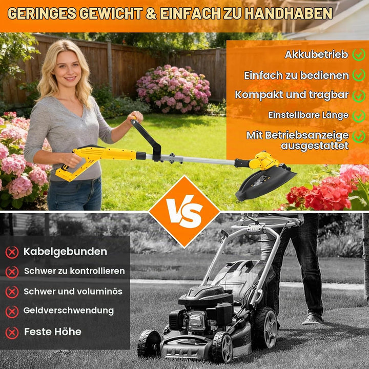 Akku Rasentrimmer kompatibel mit Dewalt 20V MAX Akku, 5-in-1 Bürstenloser Elektrischer Rasentrimmer,