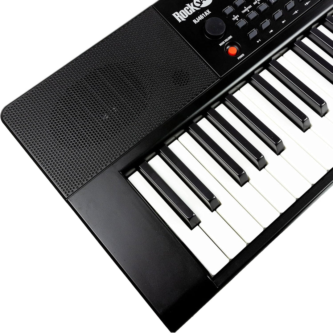 RockJam RJ461AX 61-Tasten-Alexa-tragbare digitale Klaviertastatur mit Notenständer, Netzteil, Simply