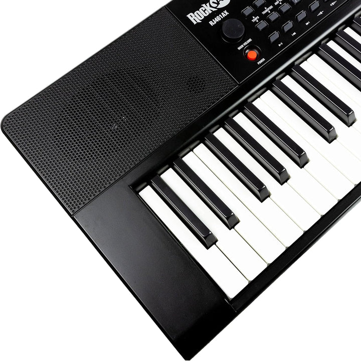 RockJam RJ461AX 61-Tasten-Alexa-tragbare digitale Klaviertastatur mit Notenständer, Netzteil, Simply